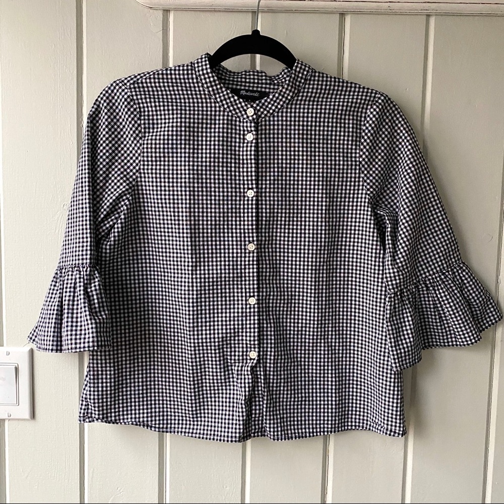 Madewell Gingham Cropped Button Down